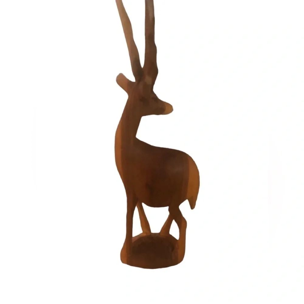 African Wood Carved Gazelle Antelope 12.5”HX5.4.5”W Collector Man Cave Mantel